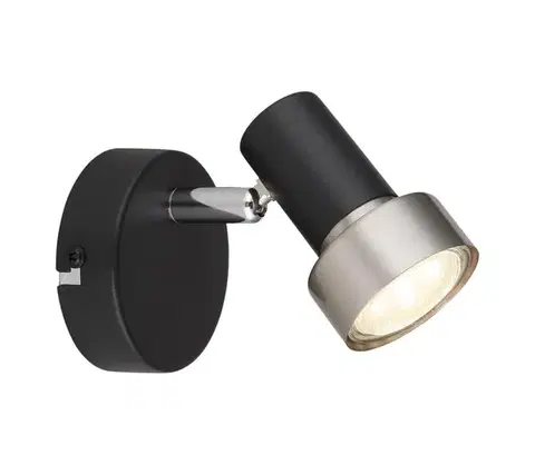 Svietidlá Globo 57917-1N - Nástenné bodové svietidlo MASON 1xGU10/25W/230V čierna/strieborná 57917-1N