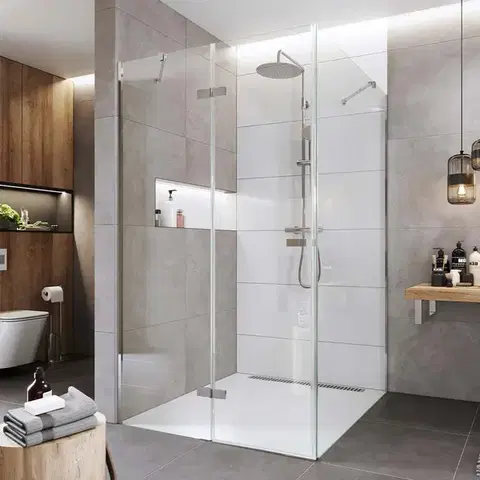 Sprchovacie kúty Mereo Sprchovací kút, Novea, štvorec, pántový, 120x120 cm, chróm ALU, sklo Číre, dvere ľavé a pevný diel CK10417ZL