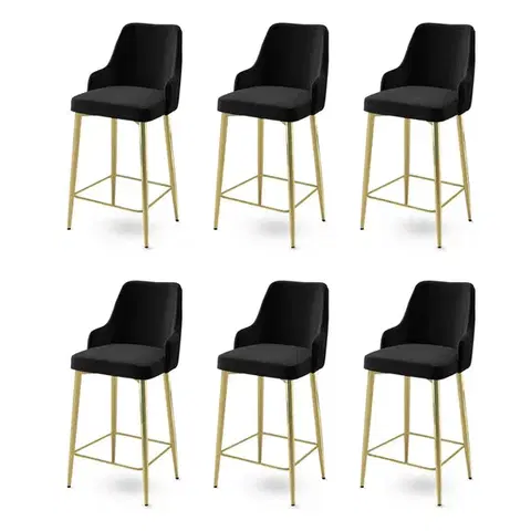 Barové stoličky Bar Stool Set (6 Pieces) Enox - Black, Gold