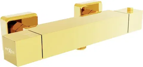 Kúpeľňové batérie MEXEN - Cube termostatická sprchová batéria gold 77200-50