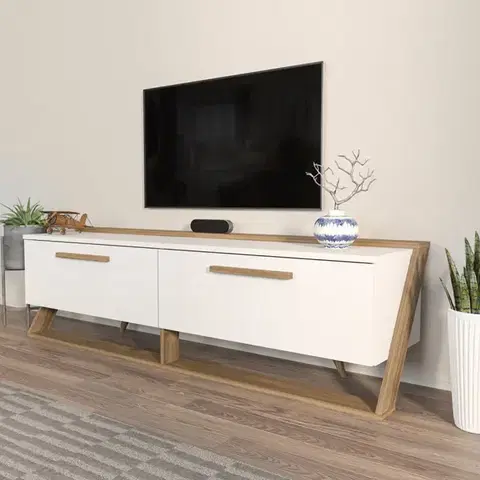 TV stolíky TV stolík Astrid - White, Walnut
