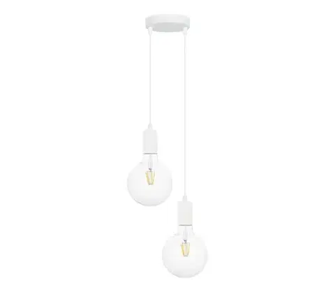 Svietidlá  Luster na lanku MIROS 2xE27/60W/230V guľatý biela 0264