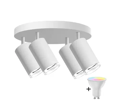 Svietidlá  LED RGBW stmievateľné kúpeľňové bodové svietidlo TURYN 4xGU10/4,8W/230V IP44 biela SA1911+4xAI2382