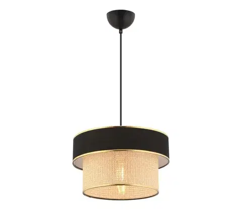 Svietidlá  Závesný luster na lanku ERO 1xE27/60W/230V čierna/béžová 390FLH2534