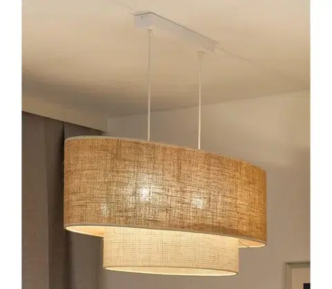 Svietidlá  - Luster na lanku DOUBLE OVAL YUTE 2xE27/15W/230V hnedá/krémová 603577