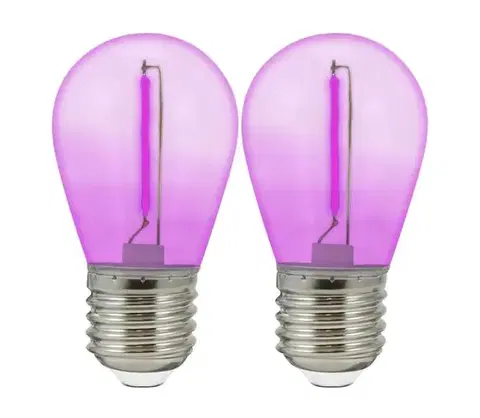 LED osvetlenie  SADA 2x LED Žiarovka PARTY E27/0,3W/36V fialová 322227