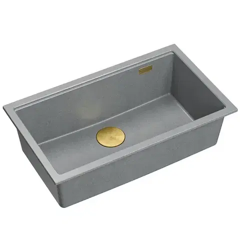 Kuchynské drezy Quadron Quadron - Granitový drez Logan 110 Grey Metallic Zlaty HQD7644U5_PVDG1_U