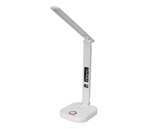 Lampy  LED RGBW Stm. lampa s bezdr. nab. a displejom USB portom 6W/5V 3000-6500K biela+ PDL711RGBW
