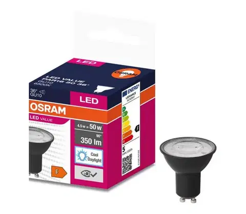 Žiarovky LED Žiarovka VALUE PAR16 GU10/4,5W/230V 4000K 36° čierna - Osram 4058075766365