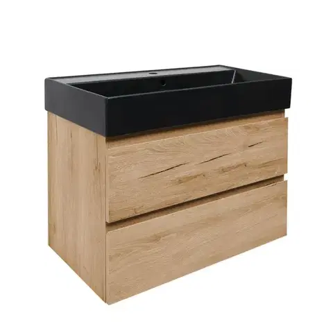 Kúpeľňový nábytok Kúpeľňová skrinka s umývadlom SAT B-Way 79x50x45 cm dub mat BWAY80OAKU4B BWAY80OAKU4B