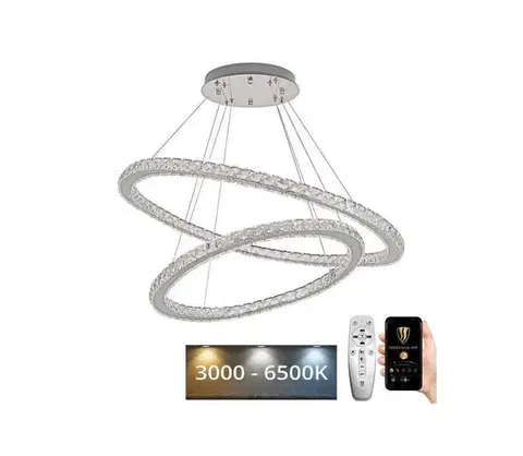 Svietidlá  LED Stmievateľný luster na lanku LED/160W/230V 3000-6500K strieborná + DO J6354/CH