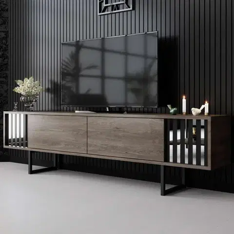 TV stolíky TV stolík Chrome Line - Walnut, Black