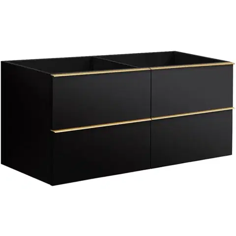 Kúpeľňový nábytok CERANO - Koupelnová skříňka pod umyvadlo s úchytkou Velora - černá matná, úchytka zlatá - 119x53x46,5  CER-665059