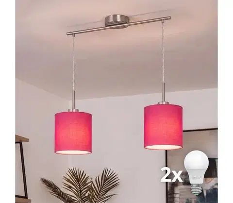 Svietidlá BRILAGI - LED luster na lanku NUBILA 2xE27/60W/230V ružový EG32519+2xBG1577