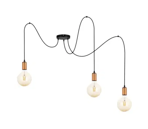 Svietidlá  Luster na lanku MIROS 3xE27/60W/230V pavúk čierna/medená 0072