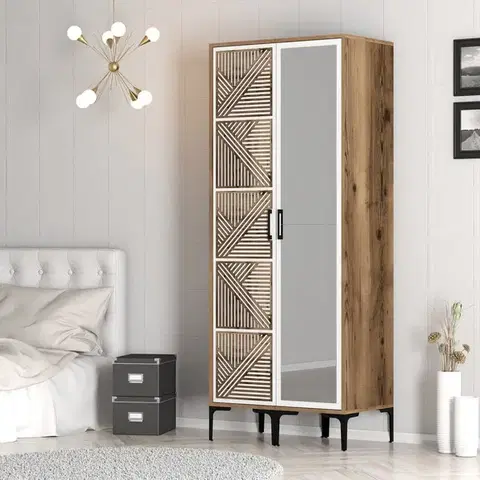 Šatňové skrine Šatníková skriňa Kumsal PR - Walnut, White