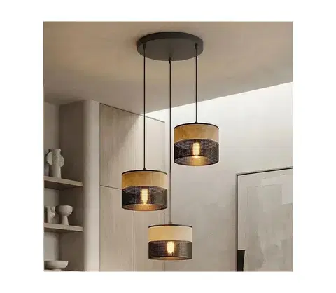 Svietidlá EMIBIG Luster na lanku KARBON 3xE27/15W/230V čierna/hnedá 1653/3PREM