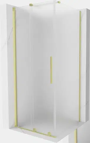 Sprchovacie kúty MEXEN/S - Velár sprchovací kút, posuvné dvere 100 x 100, dekor, zlato kartáčovaná 871-100-100-31-55