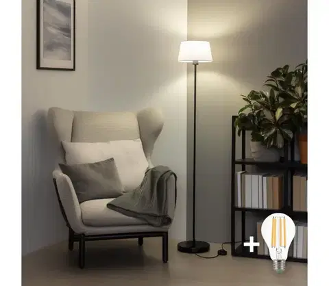 Lampy BRILAGI - LED stojacia lampa CERIA 1xE27/40W/230V priemer 25 cm biela/čierna SA2187+EG781032