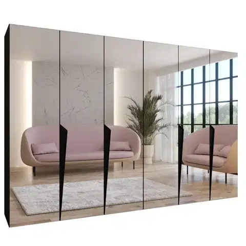 Šatníkové skrine Skriňa Piano 3-300 (2x150) čierna/čierna