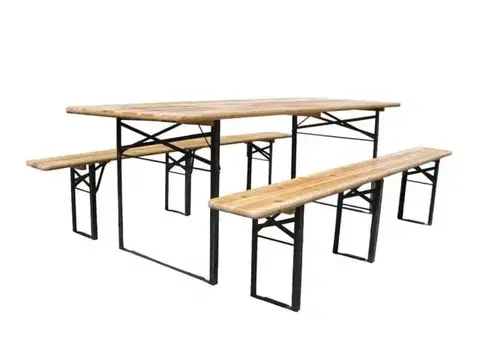 Záhradné zostavy Kinekus Nábytok set pivný 220cm skladací, HEIDI, úzky stôl 220x50cm + 2x lavica 220x25cm