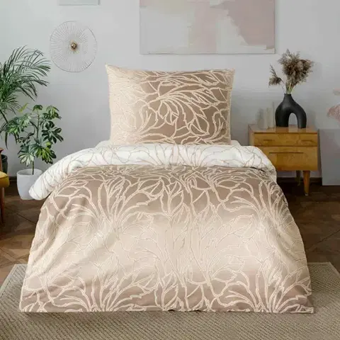 Obliečky Obliečky bavlnené Fatima hnedá TiaHome - 2x Vankúš 90x70cm, 1x Paplón 200x220cm