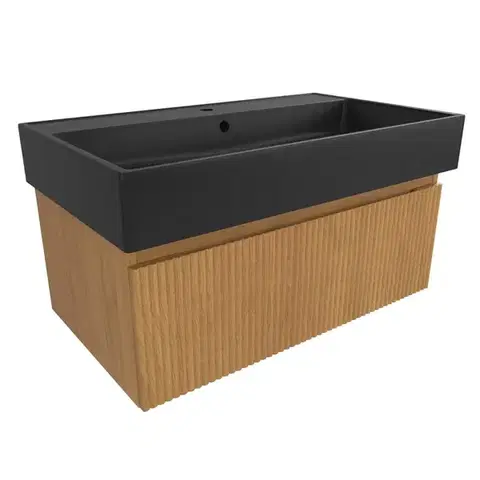 Kúpeľňový nábytok Kúpeľňová skrinka s umývadlom SAT Evolution 78x30x44, 5 cm dub medový mat SATEVO80DMU2B SATEVO80DMU2B