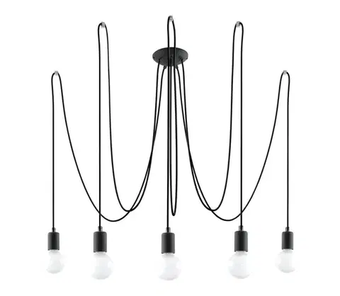 Svietidlá  SL.0371 - Luster na lanku EDISON 5 5xE27/60W/230V pavúk čierna SL.0371