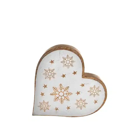 Vianočné dekorácie InDecor Vianočné srdce z mangového dreva White, 25 x 4 x 25 cm