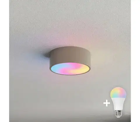 Svietidlá BRILAGI-LED RGBW stmievateľné kúpeľňové stropné svietidlo CLARE 1xE27/12W/230V IP54 béžové BG1594+AI0819