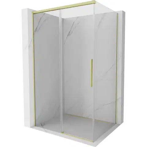 Sprchovacie kúty MEXEN/S - Rox sprchovací kút posuvný 125 x 110, transparent, zlato kefovaná 8C2-125-110-55-00