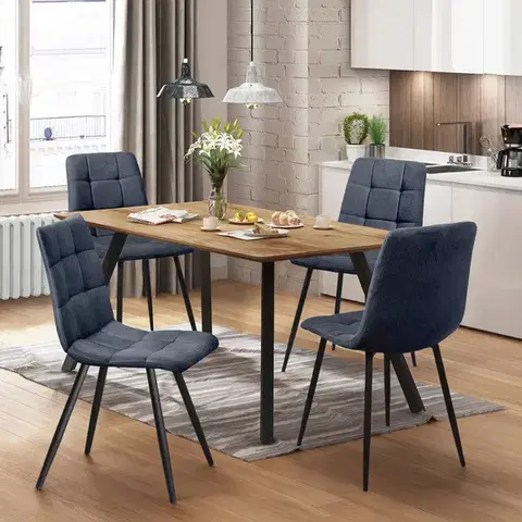 Jedálenské sety Jedálenský stôl 140x80 BERGEN dub + 4 stoličky BERGEN sivá