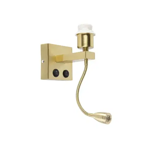 Lampy Moderná nástenná lampa mosadz s flexibilným ramenom - Brescia Combi