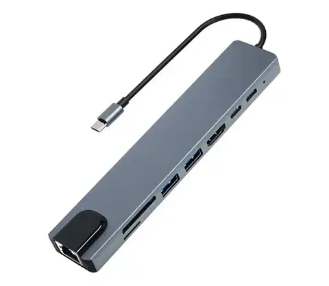 Predlžovacie káble Aligator AHUB001 - USB-C rozbočovač 8 v 1 AHUB001