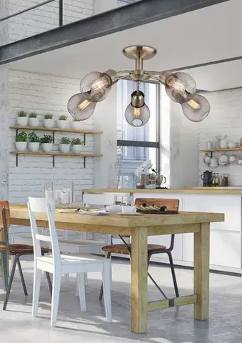 Stropná svetla Stropná lampa s patinovaným drôteným tienidlom 5x60W Gliva