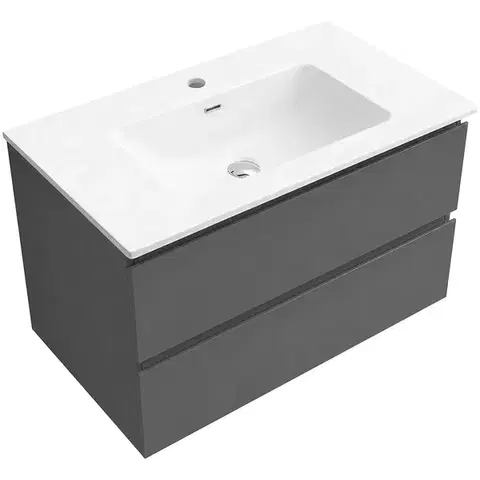 Umývadlá CERANO CERANO - Koupelnová skříňka Carole - antracitová + keramické umyvadlo Novo - bílá lesklá - 101x49,5x46,5  CER-342255