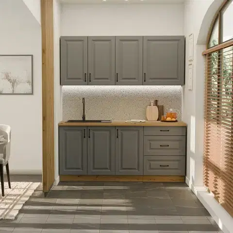 Modulový kuchynský nábytok Kuchynská linka Stilo Dustgrey/Artisan 180cm bez pracovnej dosky