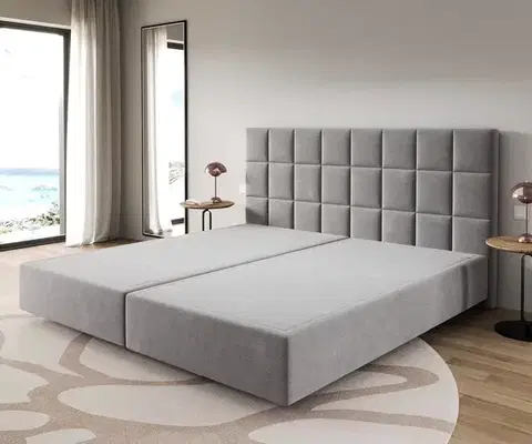 Postele Boxspring DELIFE Boxspring posteľ Dream-Fine mikrovlákno sivá 200x200 cm