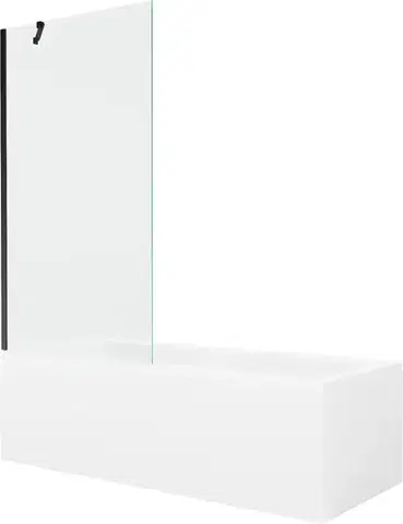 Sprchové dvere MEXEN/S - Cubik obdĺžniková vaňa 170 x 70 cm s panelom + vaňová zástena 90, transparent, čierna 550317070X9509000070