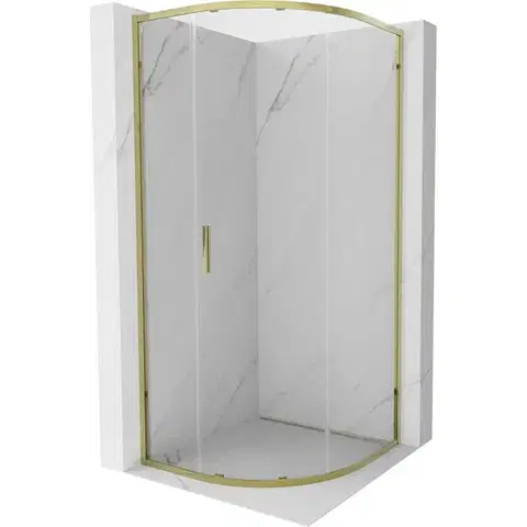 Sprchovacie kúty MEXEN - Exo štvrťkruhový posuvný sprchovací kút 100 x 100, transparent, zlato 8131-100-100-50-00