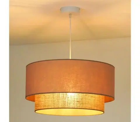 Svietidlá  - Luster na lanku BOHO 1xE27/15W/230V pr. 45 cm béžová/hnedá 89798