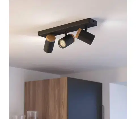 Svietidlá Eglo 300002 - Kúpeľňové bodové svietidlo CONSUMA 3xGU10/3W/230V IP44 čierna/béžová 300002