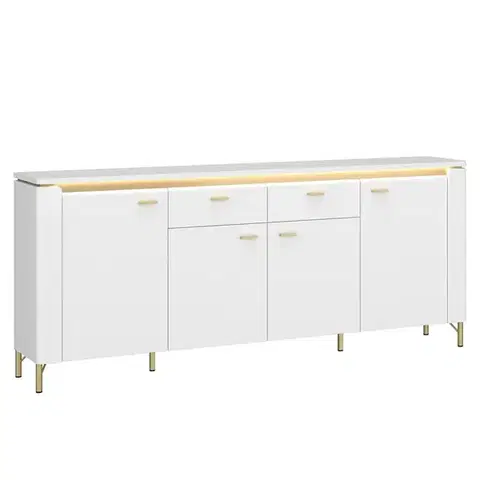 Komody do spálne Komoda Lazio LAZK03 U008/U080 4D2S biela/biela alpský