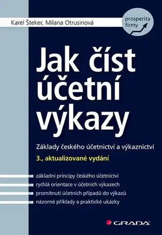 Dane, účtovníctvo Jak číst účetní výkazy. Základy českého účetnictví a výkaznictví - 3., aktualizované vydání - Karel Šteker,Milana Otrusinová