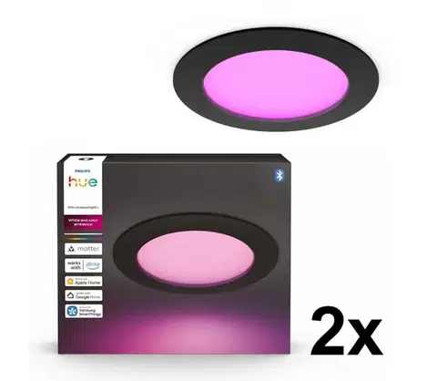 Svietidlá Philips - SADA 2x LED RGBW stmievateľné kúpeľňové podhľadové svietidlá Hue SLIM LED/12W/230V IP44 2xP7621