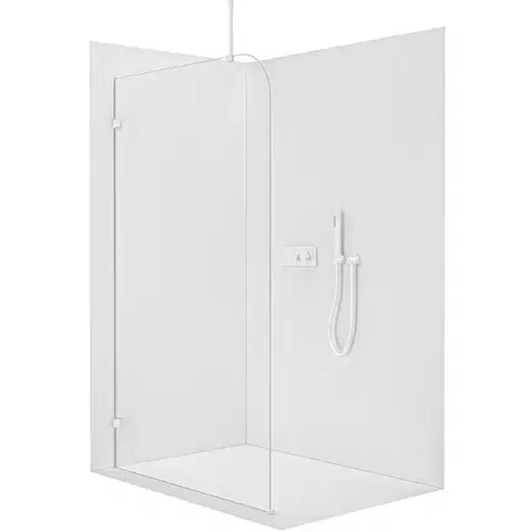Sprchové dvere CERANO - Sprchová zástena Walk-in Orbis Top Round Ľ/P - 8 mm - guľatá vzpera - biela matná, transparentné sklo - 130x200 CER-682573