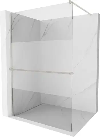 Sprchové dvere MEXEN/S - Kioto+ Sprchová zástena WALK-IN s poličkou a držiakom uterákov 70 x 200, transparent/dekor, nikel kartáčovaná 800-070-121-97-35