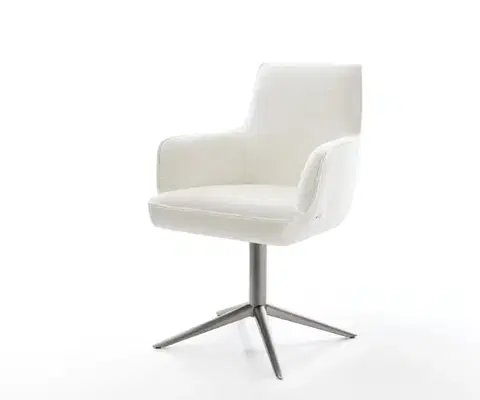 Jedálenské stoličky DELIFE Jedálenská stolička Heira-Flex s opierkami bouclé mäkká béžová podstava grafit 360° otočná hojdacia funkcia vrecková pružina