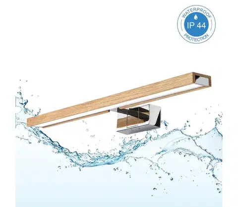 Kúpeľňové zrkadlá BRILAGI-LED Kúpeľňové osvetlenie zrkadla 3v1 WOODY MIRROR LED/12W/230V 60 cm IP44 chróm/dub 8590828039266