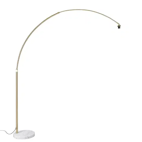 Oblúkové lampy Oblúková lampa mosadz s bielym mramorovým podstavcom nastaviteľná - XXL